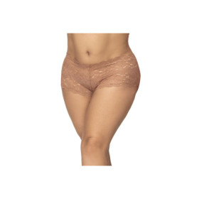 Shorty grande taille en dentelle couleur taupe 